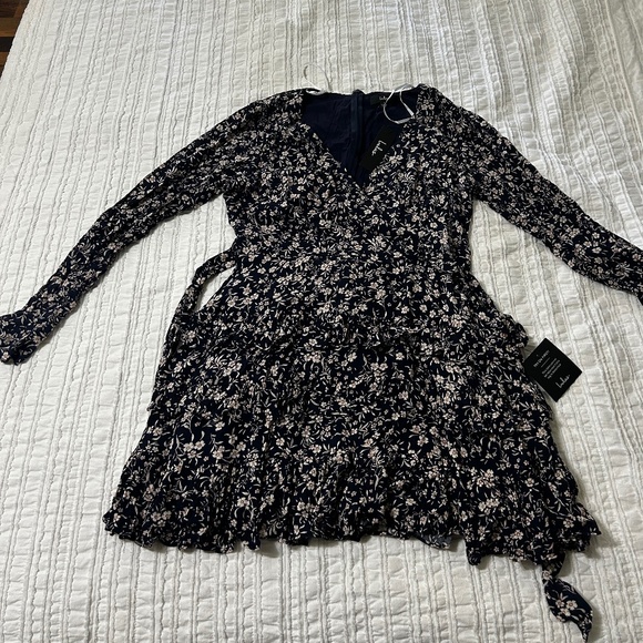 Navy Blue Floral Print Tiered Mini Dress - Picture 5 of 10